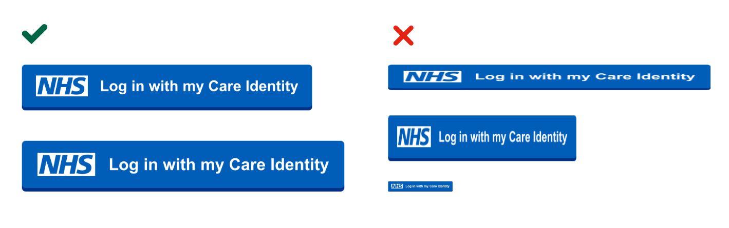 Care Identity button size comparison examples