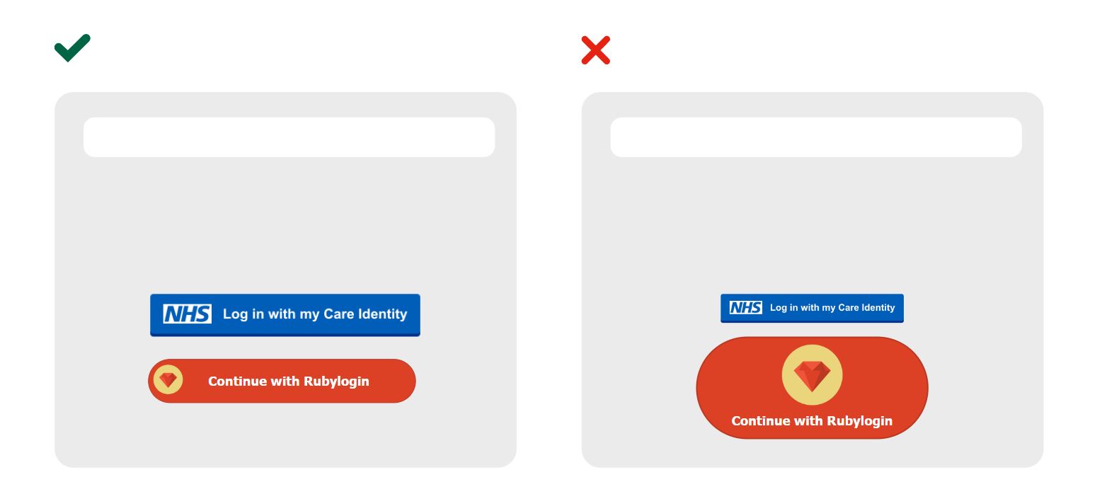 Care Identity button size examples