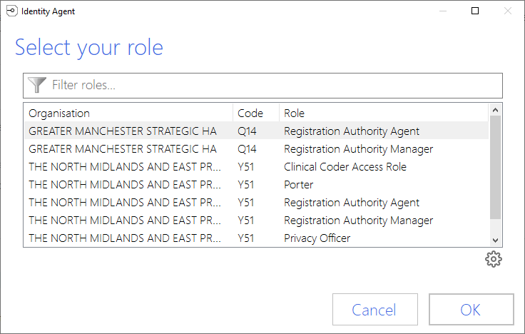 Identity Agent Role Selection Dialog
