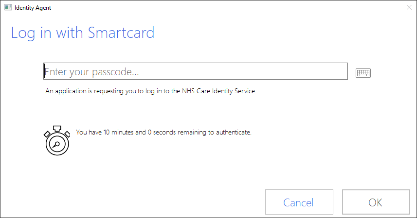 Identity Agent login window