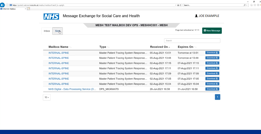 MESH UI dev ops mailbox