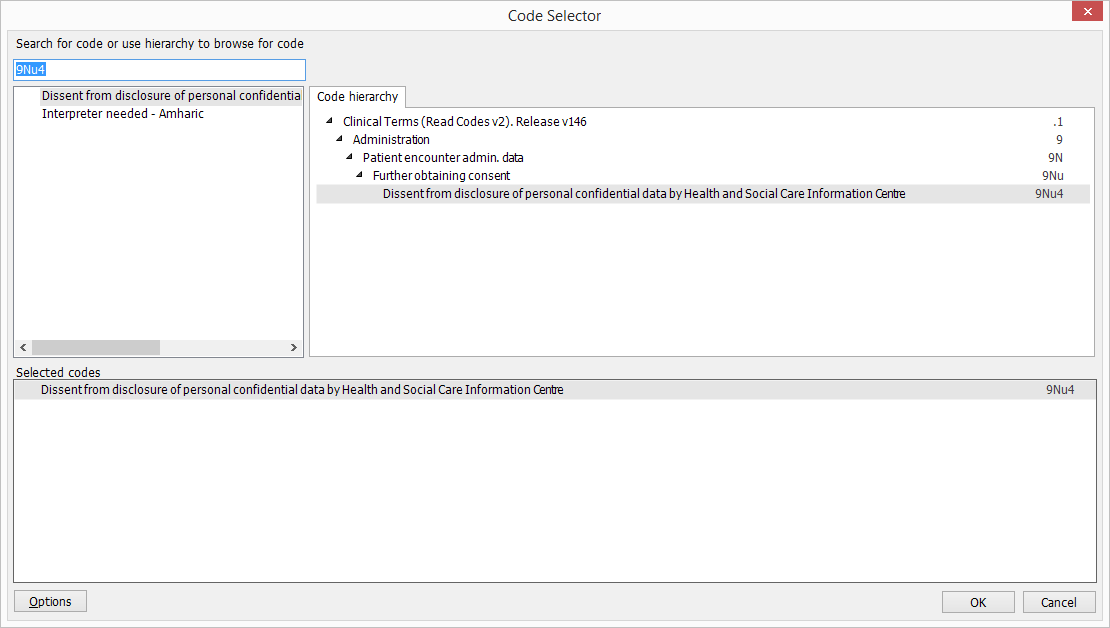 screenshot of search for invalid codes