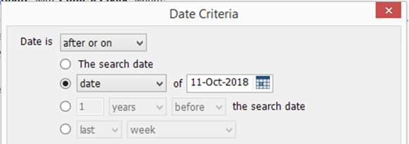 screenshot showing date options
