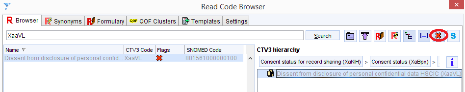 screenshot showing button to select to include non-recommended codes