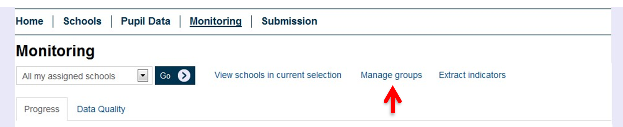 NCMP public home page screen with monitoring tab highlighted