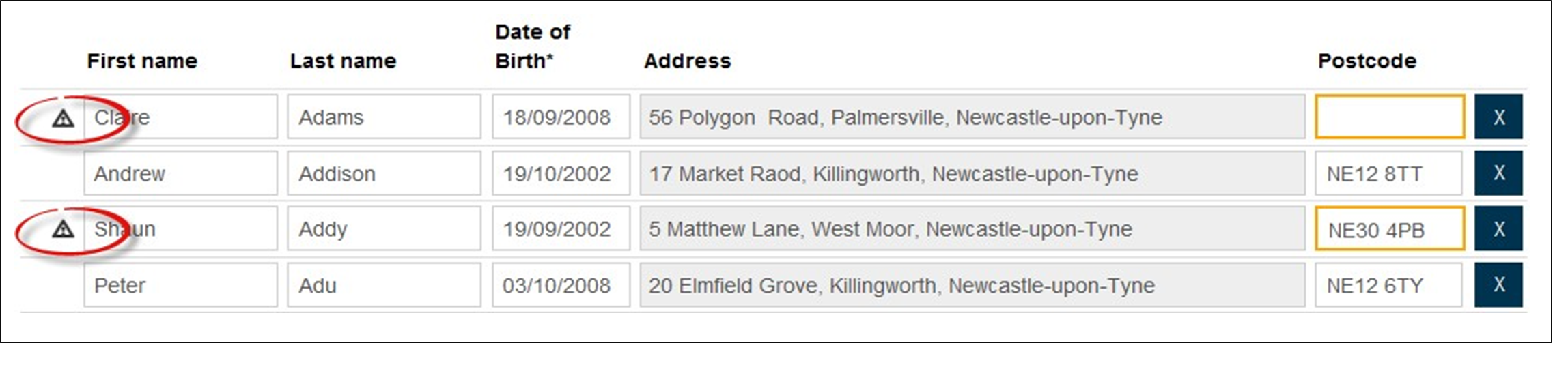 NCMP data warnings screen