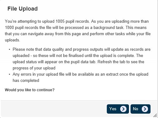 NCMP file upload message
