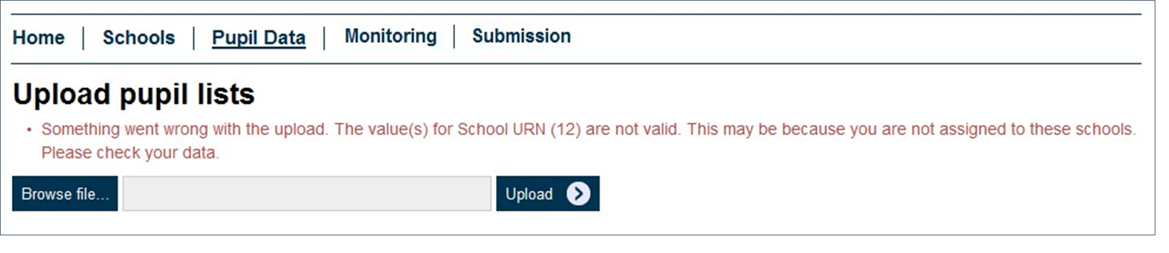 File rejected message