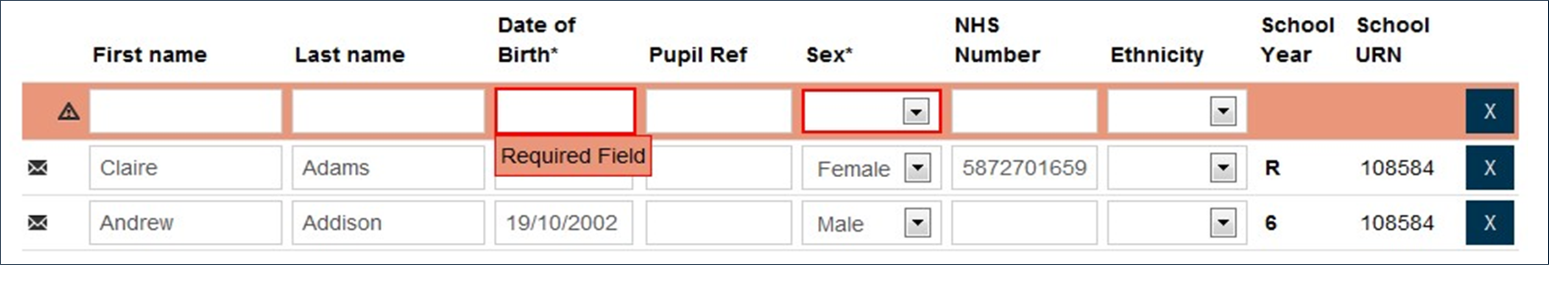 NCMP screen with missing data