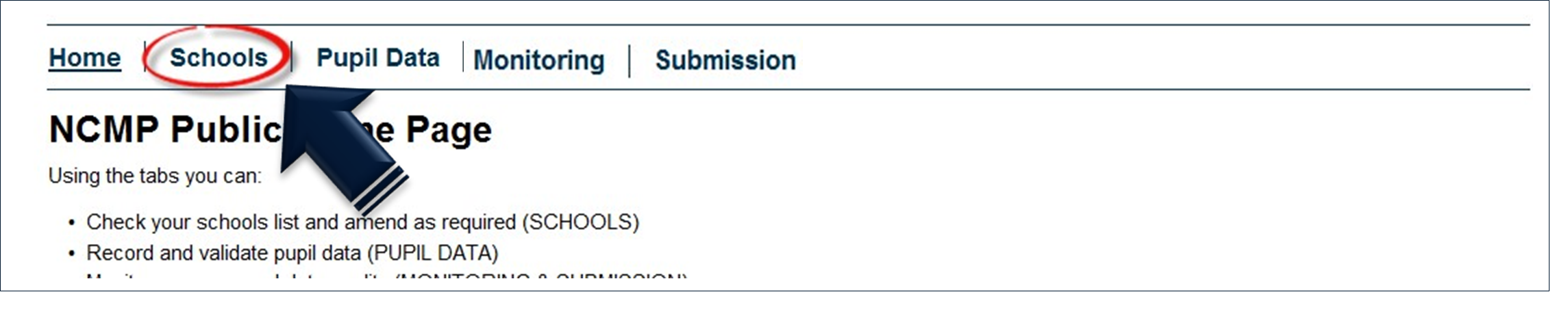 NCMP school details with edit school details emphasised