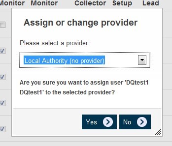NCMP assign or change provider screen.