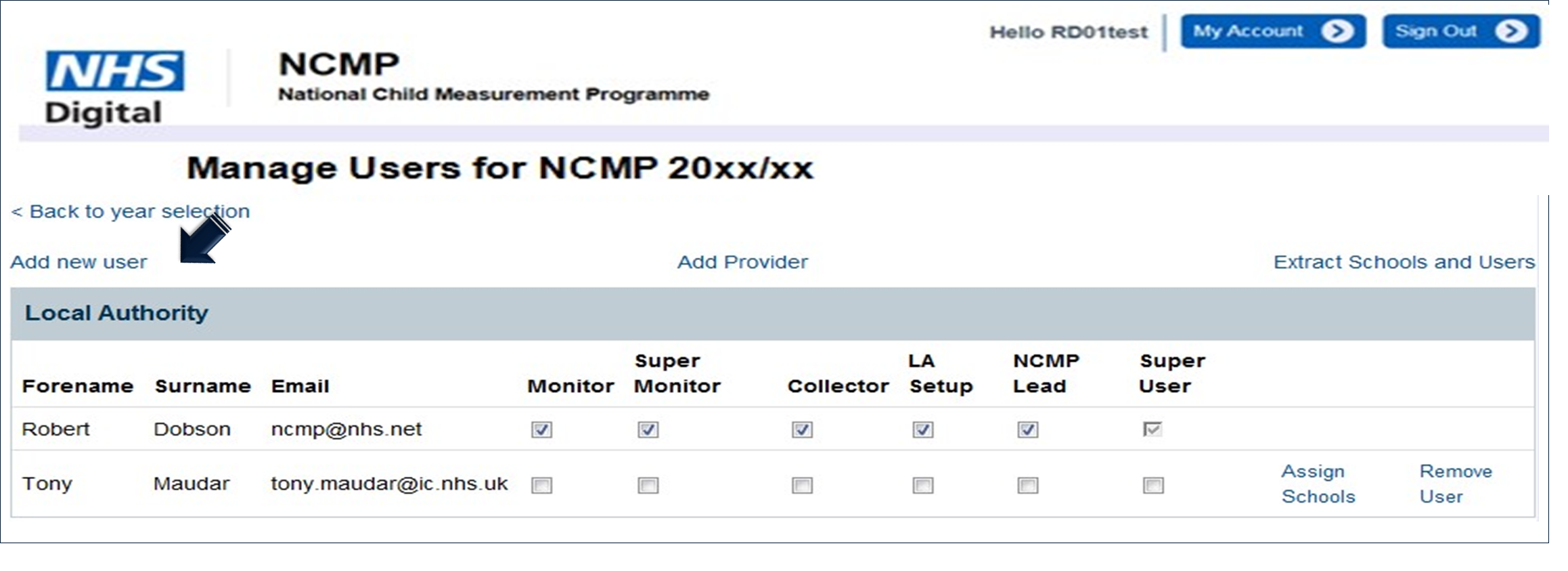 NCMP screenshot with manage users for NCMP with add new user highlighted.