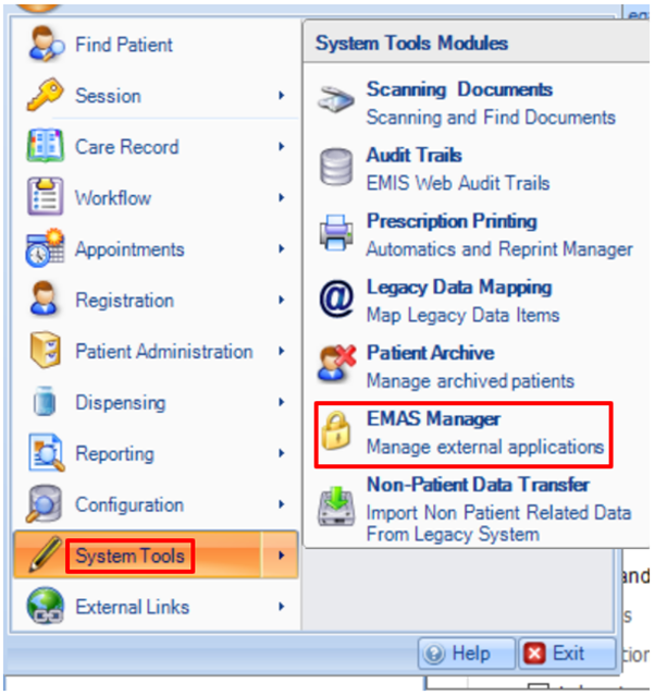 System Tools > EMAS Manager