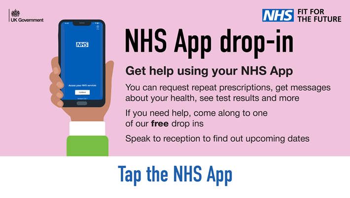 NHS App drop in sessions promotional banner
