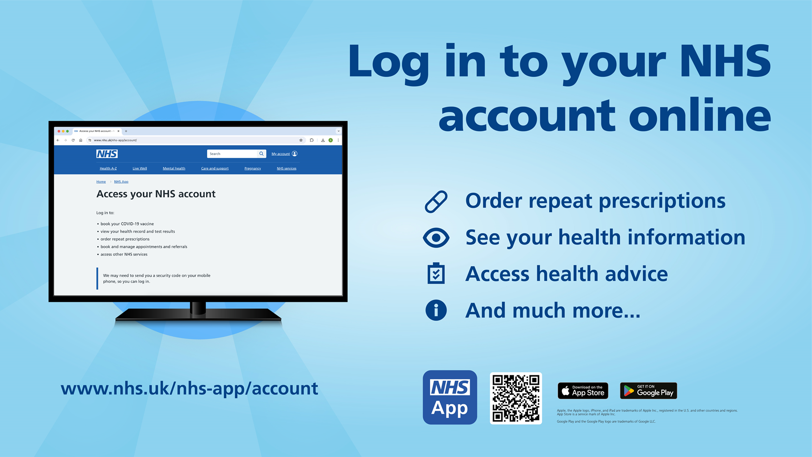 NHS App login screen