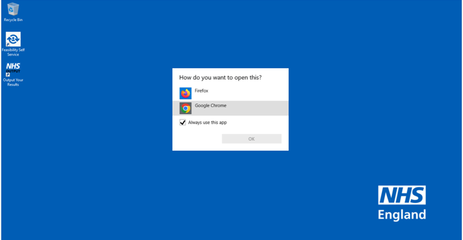 Menu with Google Chrome option