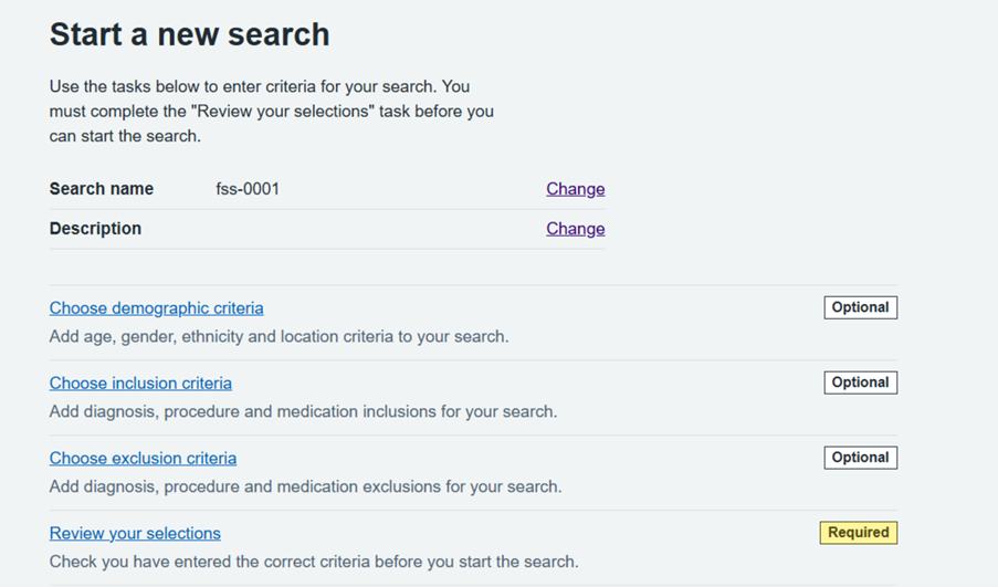 Search criteria