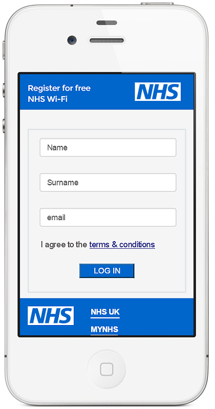 NHS WiFi registration and enrolment screen example