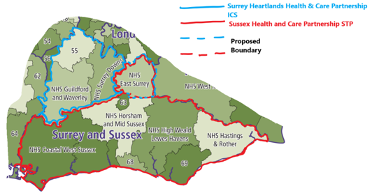 Image showing STP Boundary Changes – Surrey and Sussex