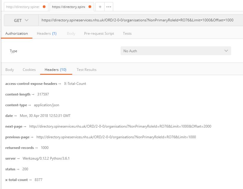 Image of tab with all previous results
