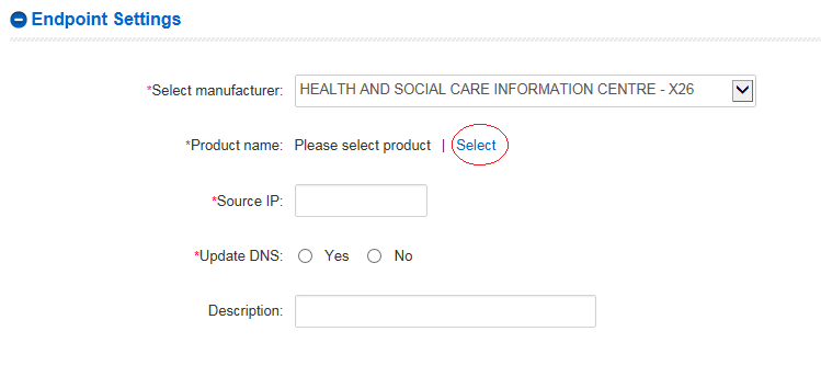 EPR endpoint settings