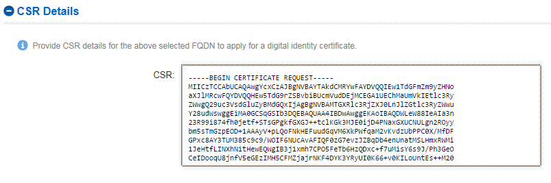 Certificate Signing Request (CSR) field