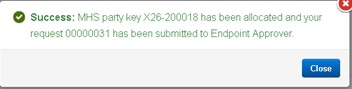 EPR submit request success message
