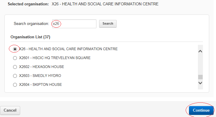EPR search organisation field - enter name or ODS code