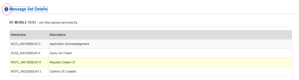 EPR message set details