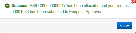 EPR submit request success message