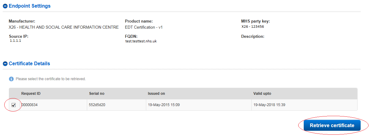 EPR certificate details