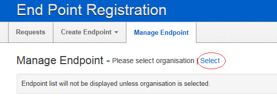 EPR - management endpoint, click Select link