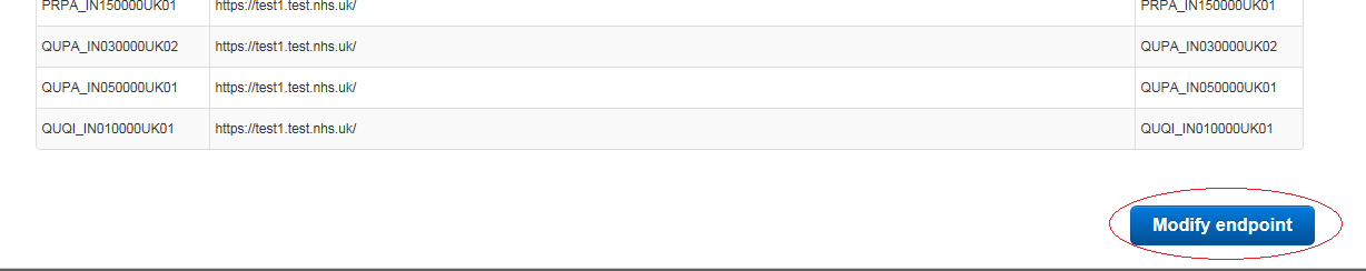 EPR - review details of connection and click Modify Endpoint
