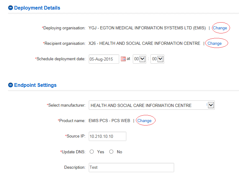 EPR - deployment details and endpoint settings