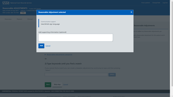 Adding reasonable adjustment in NCRS - add supporting comments