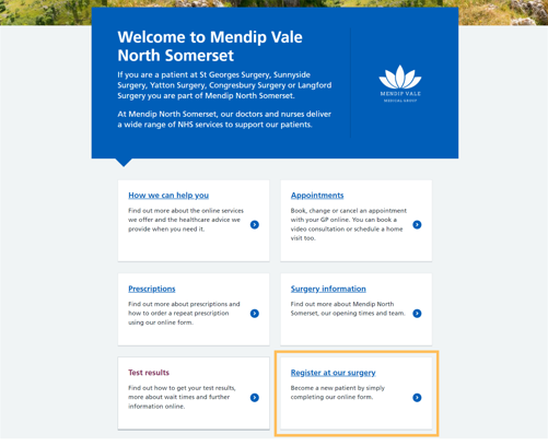 Mendip Vale website homepage