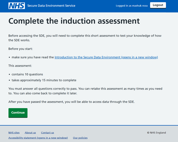 Complete the induction assessment