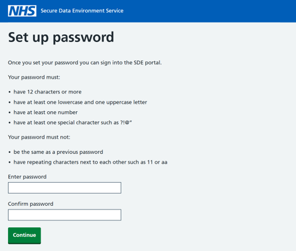 Set up password