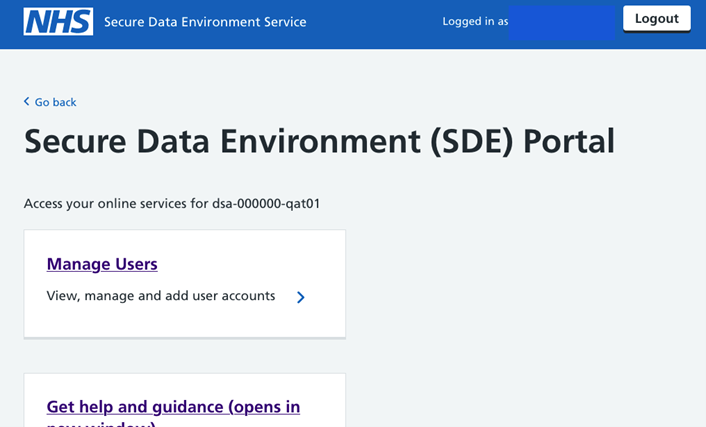 SDE portal manage users screen