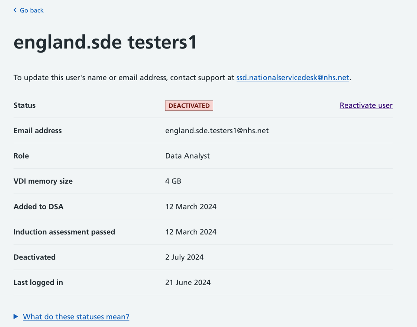 SDE user with status marked as deactivated