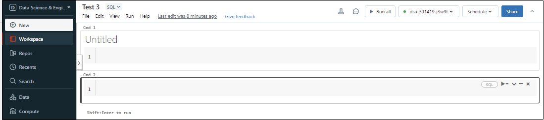 a new empty cell is displayed