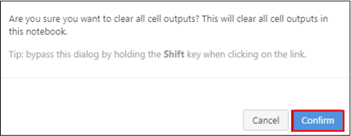 are you sure you want to clear all cell output message