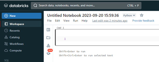 untitled notebook in workspace