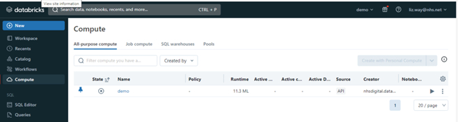 Databricks all purpose screen