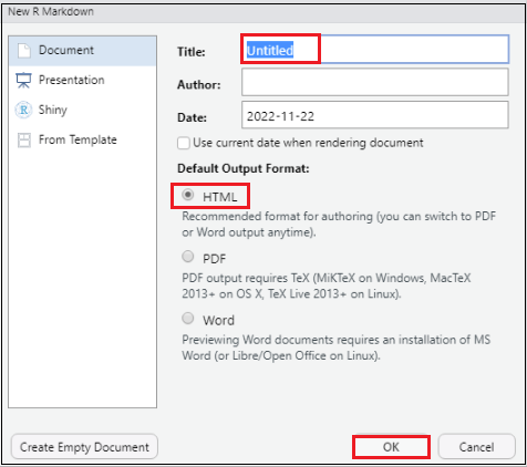 Export file screen