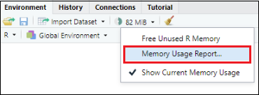 Memory usage report screen