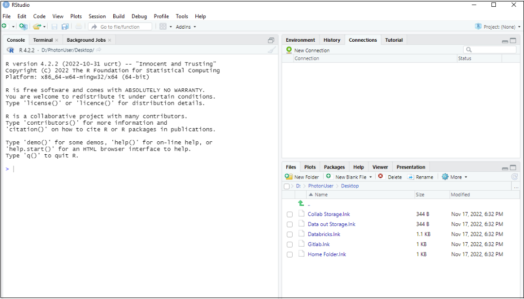 RStudio main screen
