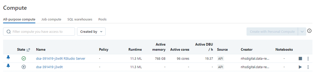 RStudio Server dedicated compute resource