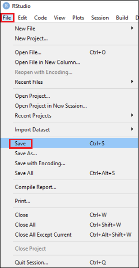 RStudio save screen