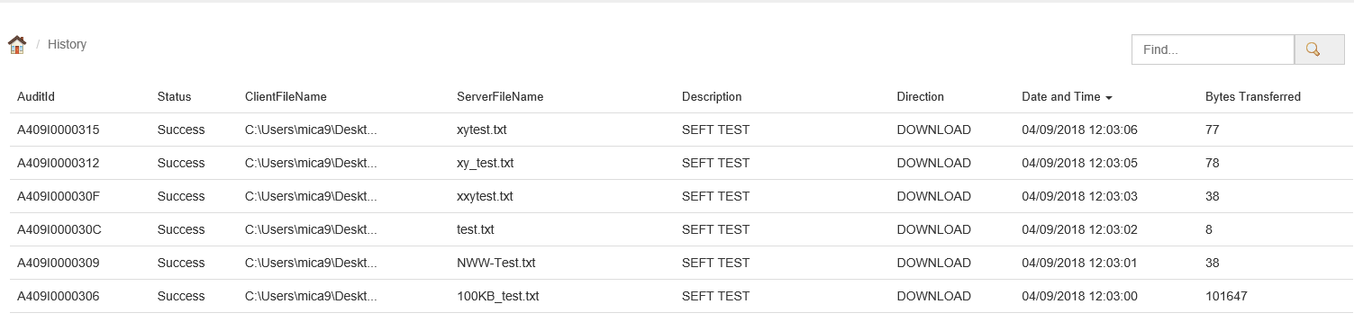 List of files you have transferred